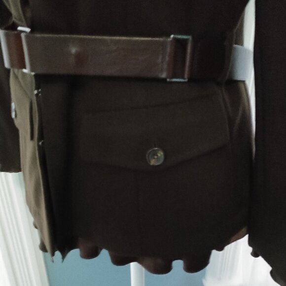 Strenesse Chocolate Brown Wool-Cashmere Jacket with Silk Ruffle - Picture 10 of 16